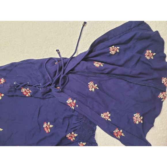 [188] Angie Blue Cropped Boho Blouse - Picture 6 of 9